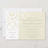 Pearl Cream Reverse Swirl Wedding Invitations