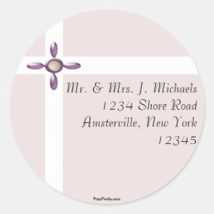 Pearl Cross Return Address Sticker