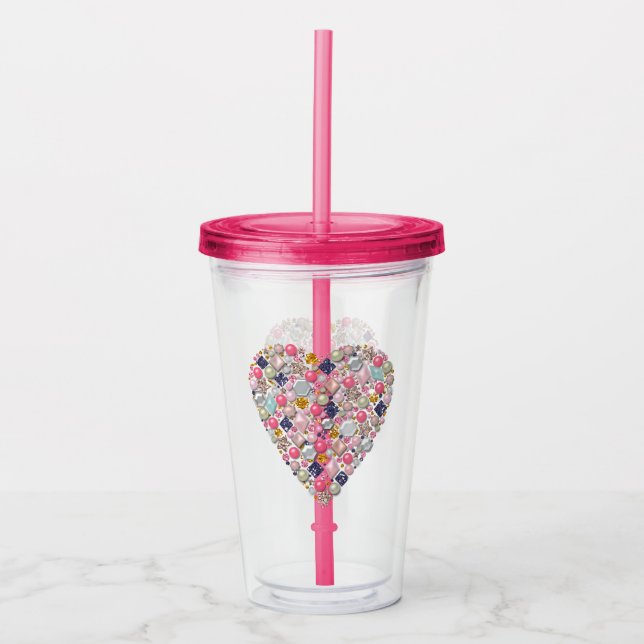 Pearl decoration acrylic tumbler (Front)