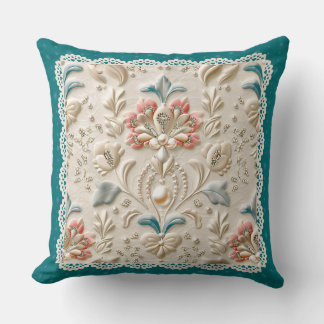 Pearl Elegance: Crystal Embroidered Pattern Throw Cushion