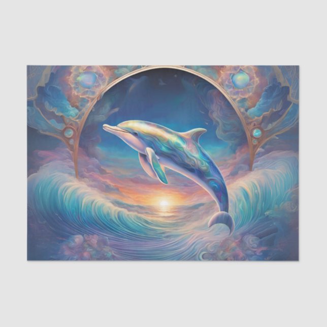 Pearl Essence Dolphin Decoupage Tissue Paper (Front)
