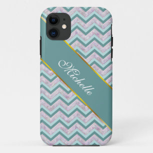 Pearl Floral Teal ZigZag Pattern Case-Mate iPhone Case