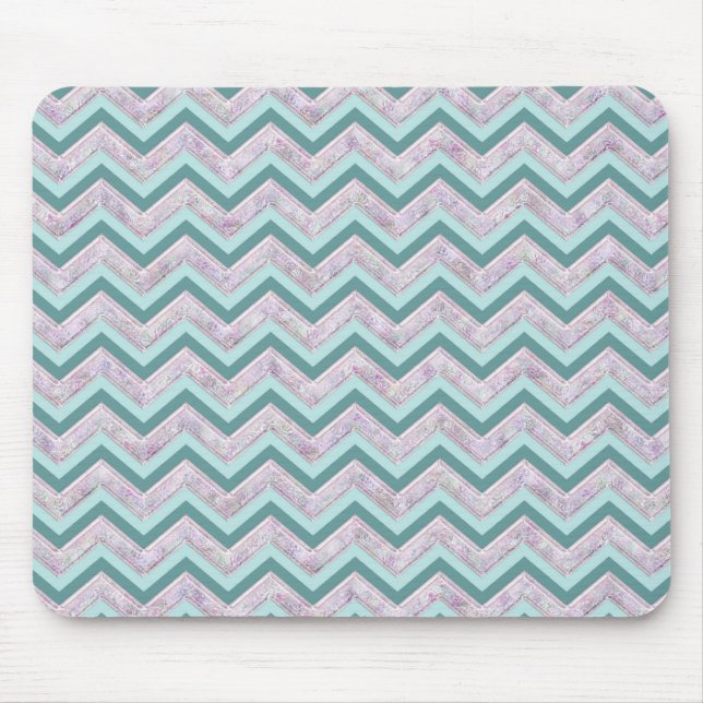 Pearl Floral Teal ZigZag Pattern Mouse Pad (Front)