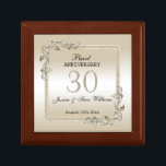 Pearl Gem & Glitter 30th Wedding Anniversary  Gift Box<br><div class="desc">Glamourous and elegant posh 30th Pearl Wedding Anniversary gift box with stylish pearl gem stone jewels corner decorations and matching coloured glitter border frame. A romantic design for your celebration. All text, font and font colour is fully customisable to meet your requirements. If you would like help to customise your...</div>