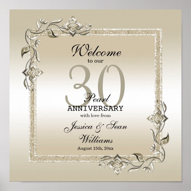 Pearl Gem & Glitter 30th Wedding Anniversary    Poster (Front)