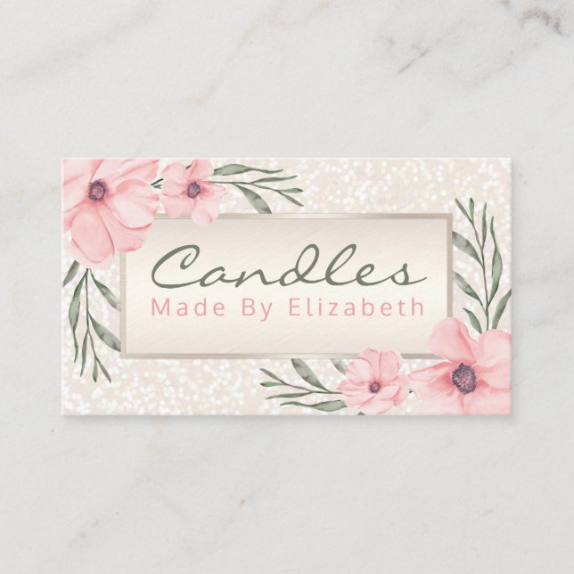 Pearl Glitter Floral Handmade Candle Soy Wax Melt Business Card (Front)