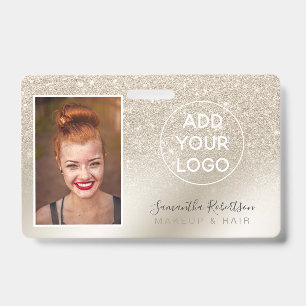 pearl glitter ivory ombre logo employee photo pass ID badge