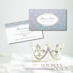 Pearl Glitter Luminous Sparkling Stars Light Blue  Business Card