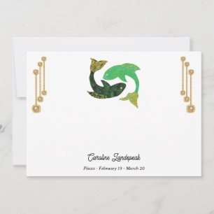 Pearl & Gold Jewels with Pisces Zodiac Sign Card