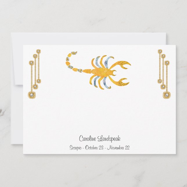 Pearl & Gold Jewels with Scorpio Zodiac Sign Card (Front)
