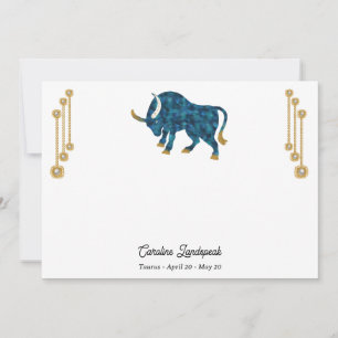 Pearl & Gold Jewels with Taurus Zodiac Sign Card