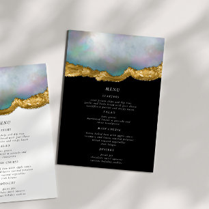 Pearl Golden Agate Geode Wedding Dinner Menu Card