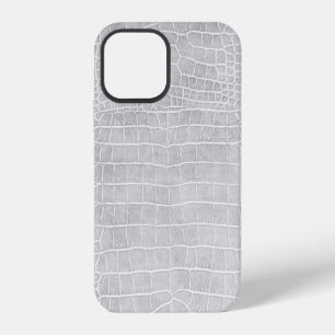 Pearl Gray Faux Crocodile Leather iPhone 12 Case