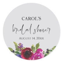 Pearl Grey Watercolor Floral Bridal Shower Sticker