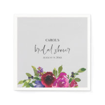Pearl Grey Watercolor Floral Paper Napkin