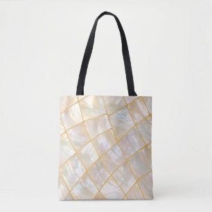 Pearl Grid Elegance Tote Bag