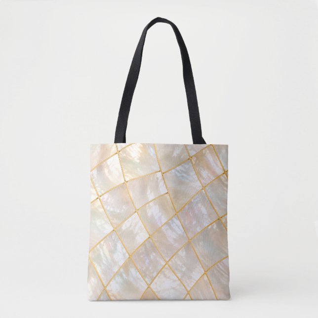 Pearl Grid Elegance Tote Bag (Front)