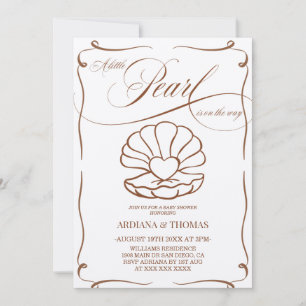 Pearl Hand Drawn Baby Shower  Invitation