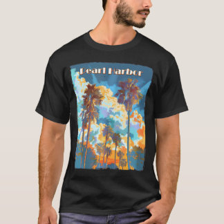 Pearl Harbour Hawaii Palm Trees Beach T-Shirt
