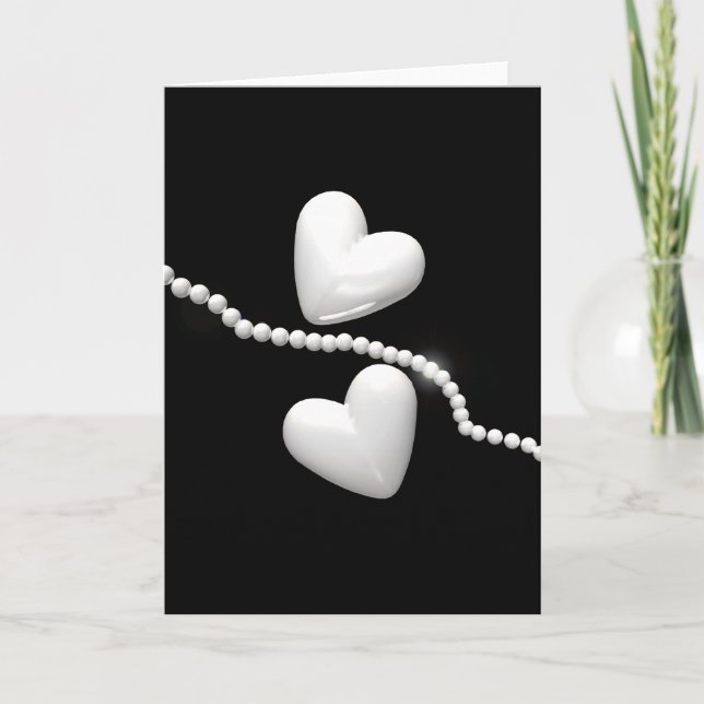 Pearl Hearts on Black Card (Front)