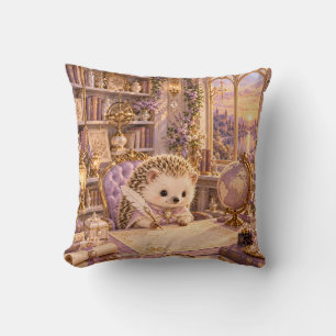 Pearl Hedgehog Vintage Map Library Cushion