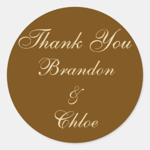 Pearl Icing on Mocha Thank You Sticker