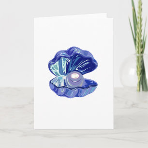 Pearl inside an ocean seashell card
