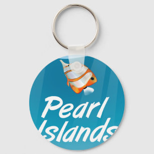 Pearl Islands tropical travel poster. Key Ring