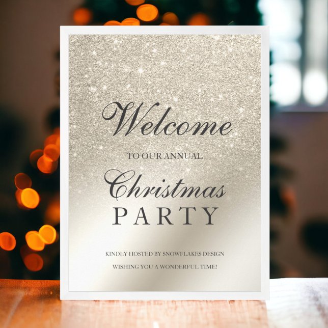 pearl ivory glitter  metallic welcome Christmas Poster (pearl ivory glitter metallic welcome Christmas Poster)