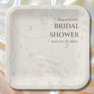Pearl Jewels Bridal Shower  Paper Plate
