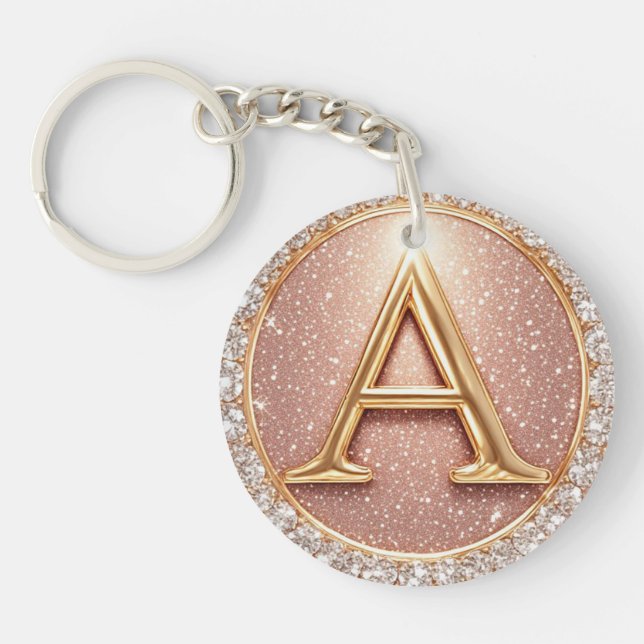 Pearl Letter A Monogram Gift For Women Key Ring (Front)