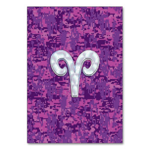Pearl Like Aries Zodiac Sign on Digital Camo Table Number