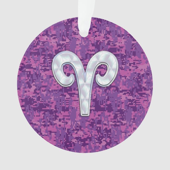 Pearl Like Aries Zodiac Symbol Digital Camouflage Ornament (Front)