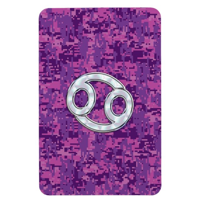 Pearl Like Cancer Zodiac Sign on Digital Camo Magnet (Vertical)