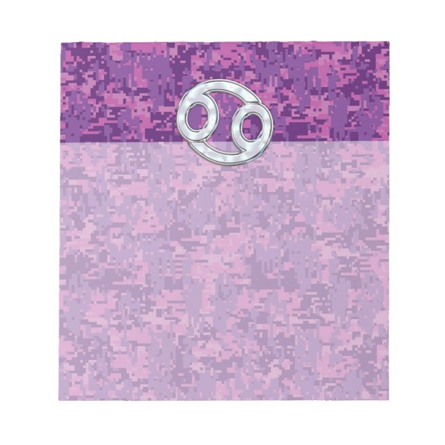 Pearl Like Cancer Zodiac Sign on Digital Camo Notepad (Front)