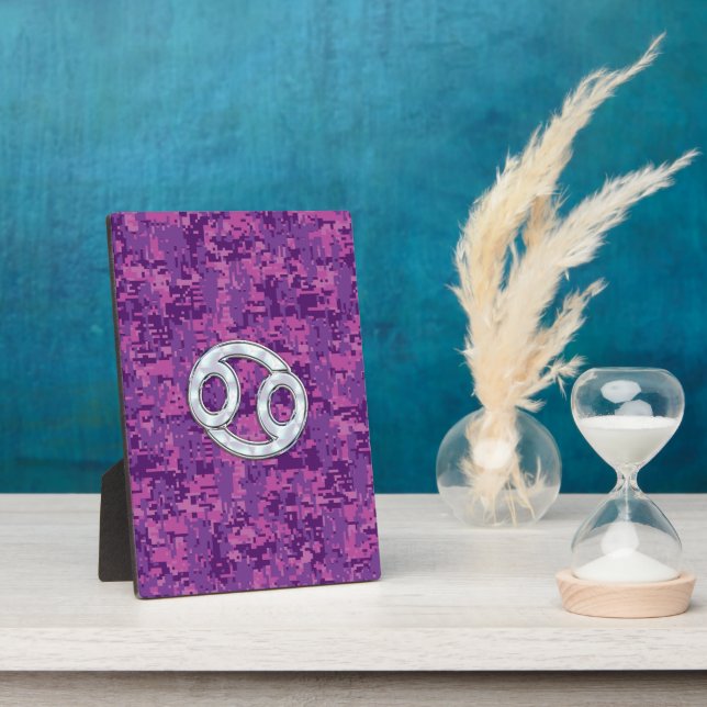 Pearl Like Cancer Zodiac Sign on Digital Camo Plaque (Side)