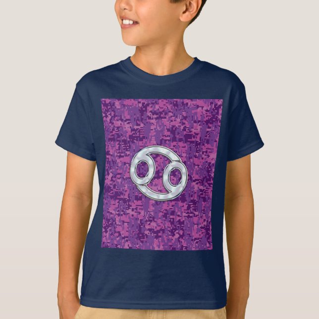 Pearl Like Cancer Zodiac Sign on Digital Camo T-Shirt (Front)