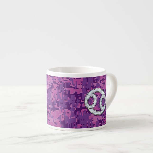 Pearl Like Cancer Zodiac Symbol on Digital Camo Espresso Cup (Front Right)