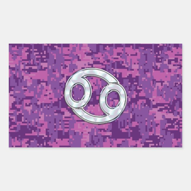 Pearl Like Cancer Zodiac Symbol on Digital Camo Rectangular Sticker (Front)