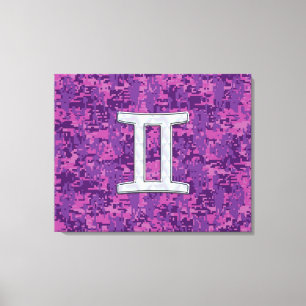 Pearl Like Gemini Zodiac Sign on Digital Camo
