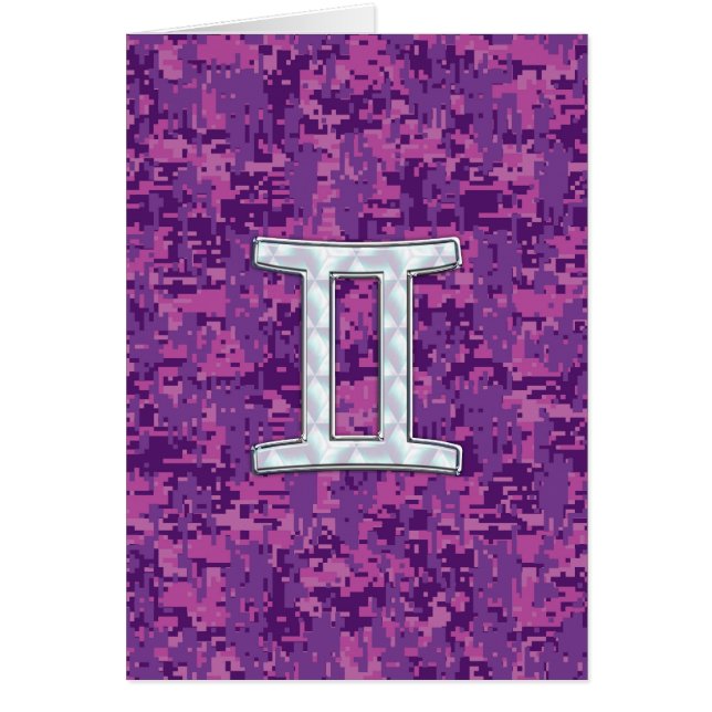 Pearl Like Gemini Zodiac Sign on Digital Camo (Front)