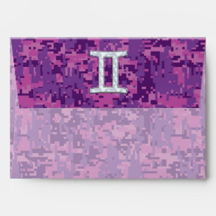 Pearl Like Gemini Zodiac Sign on Digital Camo Envelope