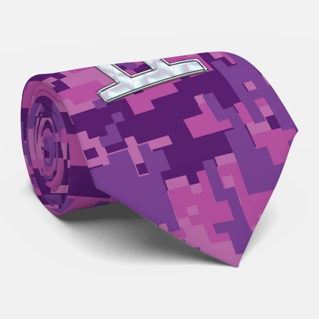 Pearl Like Gemini Zodiac Sign on Digital Camo Tie (Rolled)