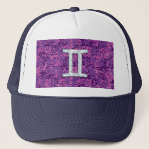 Pearl Like Gemini Zodiac Symbol Digital Camouflage Trucker Hat