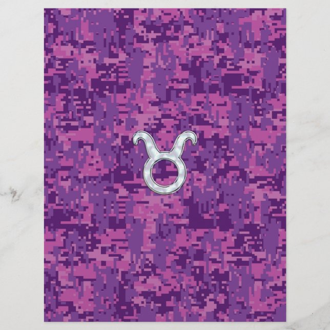 Pearl Like Taurus Zodiac Symbol on Digital Camo (Front)