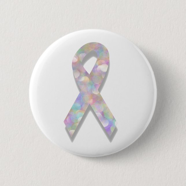 pearl lung cancer ribbon 6 cm round badge (Front)