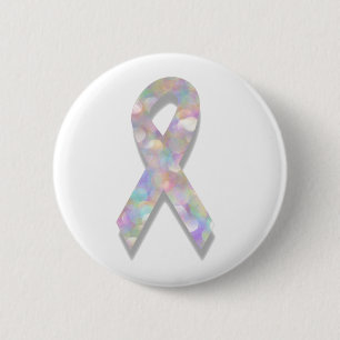 pearl lung cancer ribbon 6 cm round badge