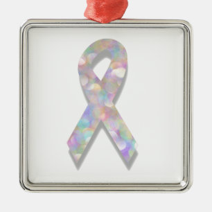 pearl lung cancer ribbon metal tree decoration