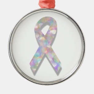 pearl lung cancer ribbon metal tree decoration
