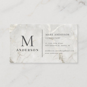 Pearl Marble Masculine Double Monogram Business Ca Card